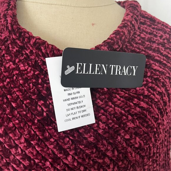 NWT Ellen Tracy Chenille Poncho S/M - Picture 2 of 4